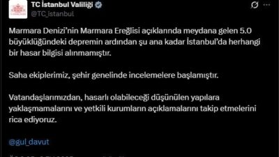 İSTANBUL, – TEKİRDAĞ’ın Marmaraereğlisi ilçesinin açıklarında saat 14.55’te meydana gelen