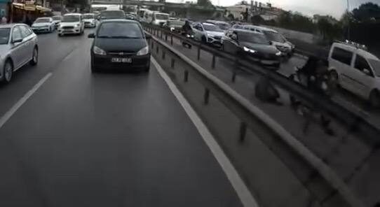 Baran AKKAYA-Hiba HAKBİLİR/ İSTANBUL, – KÜÇÜKÇEKMECE D-100 karayolunda yolun karşısına