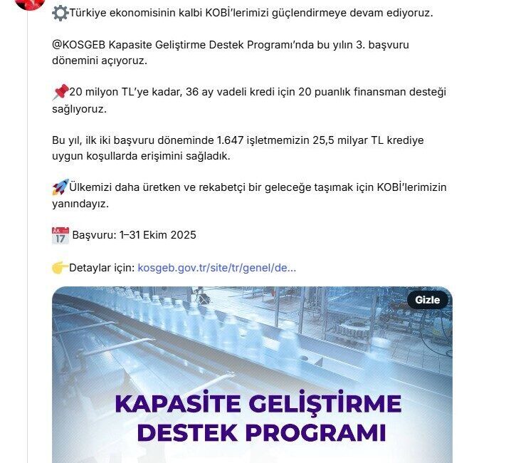 ANKARA, – SANAYİ ve Teknoloji Bakanı Mehmet Fatih Kacır, KOSGEB’in
