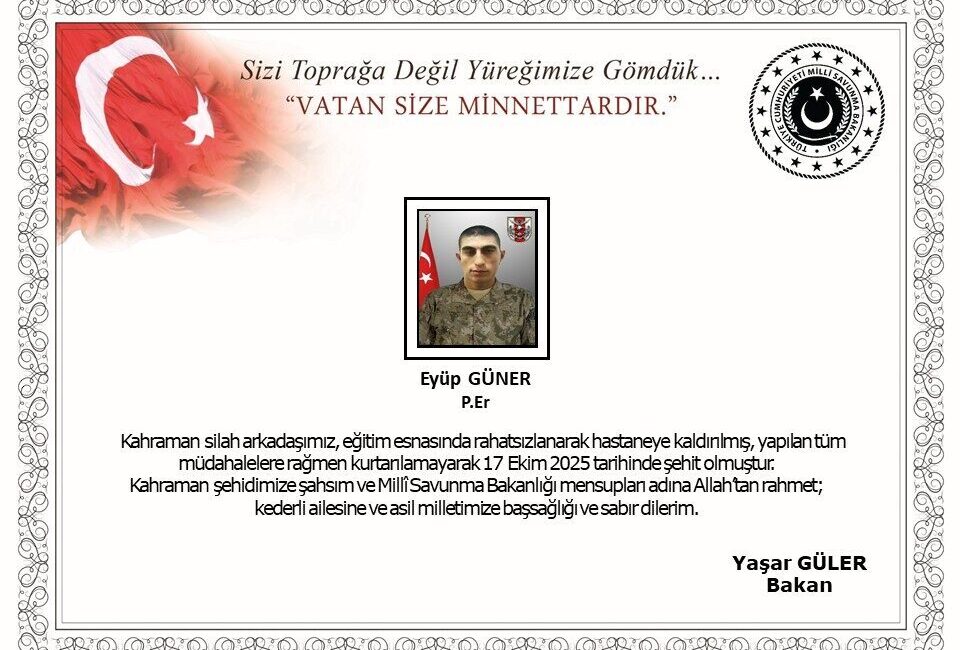 ANKARA, – MİLLİ Savunma Bakanlığı (MSB), Tokat’ta görev yapmakta olan