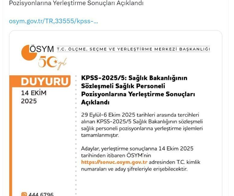 ANKARA, – ÖLÇME, Seçme ve Yerleştirme Merkezi (ÖSYM) Başkanlığı, Sağlık