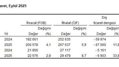 ANKARA, – TÜRKİYE İstatistik Kurumu (TÜİK), eylül ayında bir önceki
