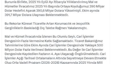 ANKARA, – TİCARET Bakanı Ömer Bolat, “Mal ve hizmet ihracatında