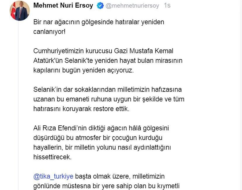 ANKARA, – KÜLTÜR ve Turizm Bakanı Mehmet Nuri Ersoy, Türk