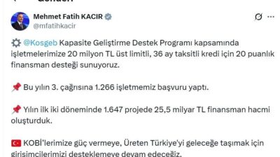 ANKARA, – SANAYİ ve Teknoloji Bakanı Mehmet Fatih Kacır, “KOSGEB