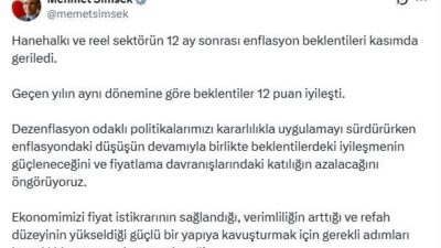ANKARA, – HAZİNE ve Maliye Bakanı Mehmet Şimşek, “Dezenflasyon odaklı