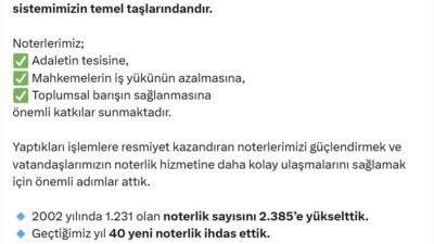 ANKARA, – ADALET Bakanı Yılmaz Tunç, “Noterlik hizmetlerinin daha etkin