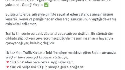 ANKARA, – İÇİŞLERİ Bakanı Ali Yerlikaya, Kırıkkale-Çorum yolunda ailesi ile