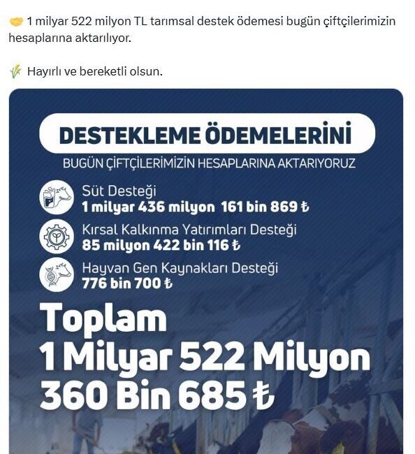 ANKARA, – TARIM ve Orman Bakanı İbrahim Yumaklı, 1 milyar