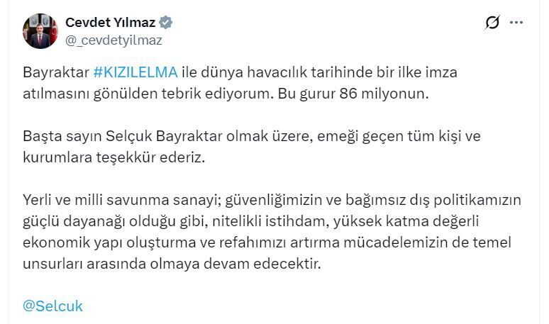 ‘BU GURUR 86 MİLYONUN’ Cumhurbaşkanı Yardımcısı Cevdet Yılmaz, atışla ilgili