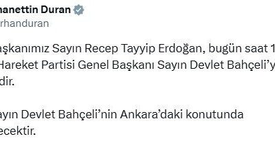 ANKARA, – İLETİŞİM Başkanı Burhanettin Duran, Cumhurbaşkanı Recep Tayyip Erdoğan’ın