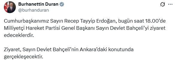 ANKARA, – İLETİŞİM Başkanı Burhanettin Duran, Cumhurbaşkanı Recep Tayyip Erdoğan’ın