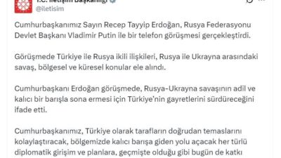ANKARA, – CUMHURBAŞKANI Recep Tayyip Erdoğan, Rusya Federasyonu Devlet Başkanı