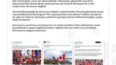 ANKARA, – DEZENFORMASYONLA Mücadele Merkezi (DMM), ‘Kanada’nın, CHP üyeliğini göçmenlik