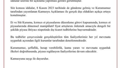 ANKARA, – ET ve Süt Kurumu (ESK), yurt dışı canlı