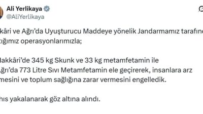 Umutcan ÖREN/ANKARA, – İÇİŞLERİ Bakanı Ali Yerlikaya, Hakkari’de 345 kilogram
