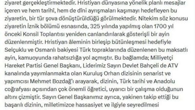 ANKARA, – MHP Genel Başkan Yardımcısı Semih Yalçın, Papa 14’üncü