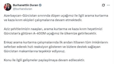 ‘ŞEHİTLERİMİZİN NAAŞLARI, A-400M UÇAĞIMIZ İLE ÜLKEMİZE GETİRİLECEK’ İletişim Başkanı Burhanettin