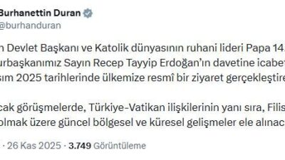ANKARA, – İLETİŞİM Başkanı Burhanettin Duran, Vatikan Devlet Başkanı ve