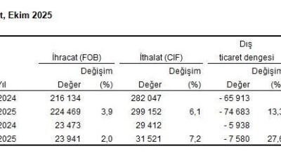 ANKARA, – TÜRKİYE İstatistik Kurumu (TÜİK), ekim ayında bir önceki