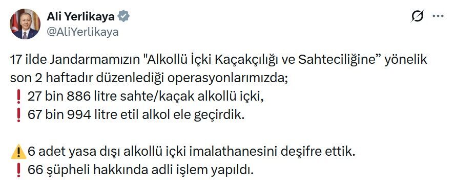 Umutcan ÖREN/ANKARA, – İÇİŞLERİ Bakanı Ali Yerlikaya, 17 ilde düzenlenen