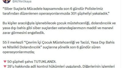 Umutcan ÖREN/ANKARA, – İÇİŞLERİ Bakanı Ali Yerlikaya, siber suçlarla mücadele