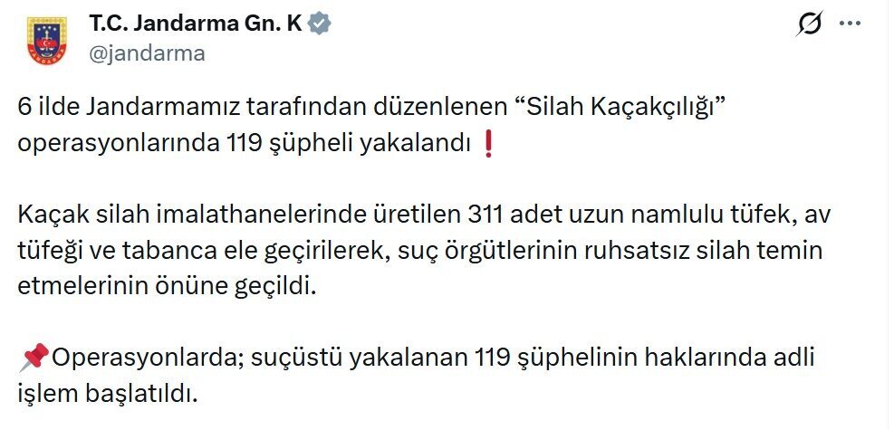 Umutcan ÖREN/ANKARA, -JANDARMA Genel Komutanlığı ekiplerince son 2 haftada 6