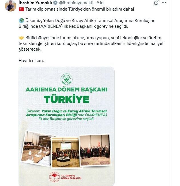 ANKARA, – TARIM ve Orman Bakanı İbrahim Yumaklı, “Ülkemiz, Yakın