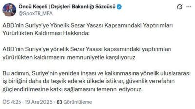 ANKARA, – DIŞİŞLERİ Bakanlığı Sözcüsü Öncü Keçeli, “ABD’nin Suriye’ye yönelik