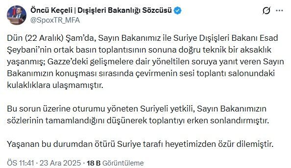 ANKARA, – DIŞİŞLERİ Bakanlığı Sözcüsü Öncü Keçeli, Dışişleri Bakanı Hakan