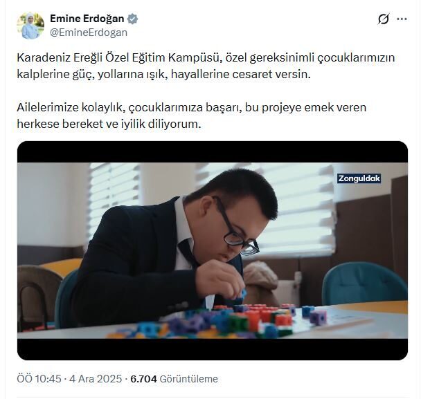 ANKARA, – Cumhurbaşkanı Recep Tayyip Erdoğan’ın eşi Emine Erdoğan, Zonguldak
