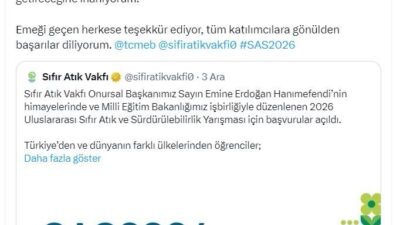 ANKARA, – CUMHURBAŞKANI Recep Tayyip Erdoğan’ın eşi Emine Erdoğan, “Milli