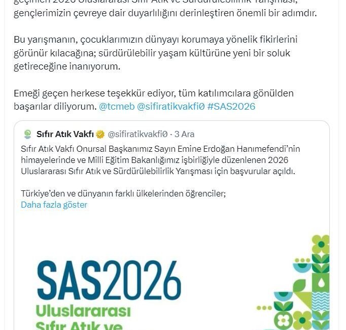 ANKARA, – CUMHURBAŞKANI Recep Tayyip Erdoğan’ın eşi Emine Erdoğan, “Milli