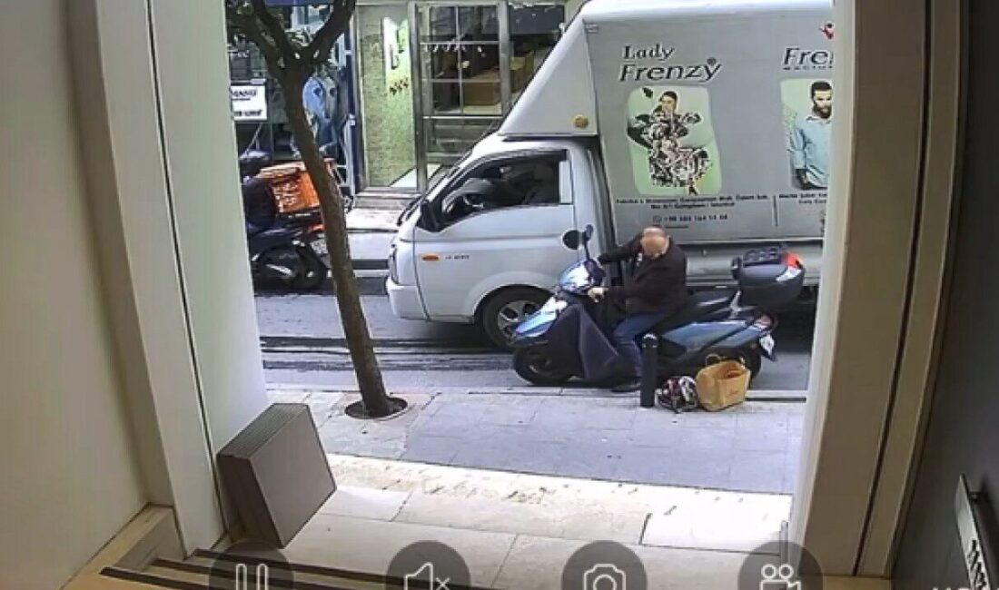 Yılmaz OKUR/İSTANBUL, – ŞİŞLİ’de motosikletli kişi kaldırımda bulunan taşlama makinesini