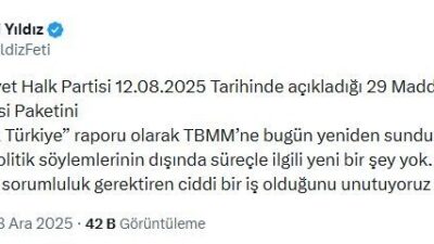 ANKARA, – MHP Genel Başkan Yardımcısı Feti Yıldız, CHP’nin ‘Terörsüz