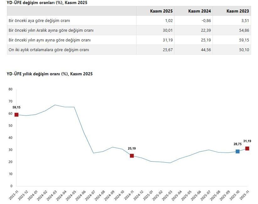 ANKARA, – TÜRKİYE İstatistik Kurumu (TÜİK), yurt dışı üretici fiyatlarının