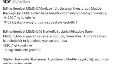 Umutcan ÖREN/ANKARA, – İÇİŞLERİ Bakanı Ali Yerlikaya, Edirne Hamzabeyli Gümrük