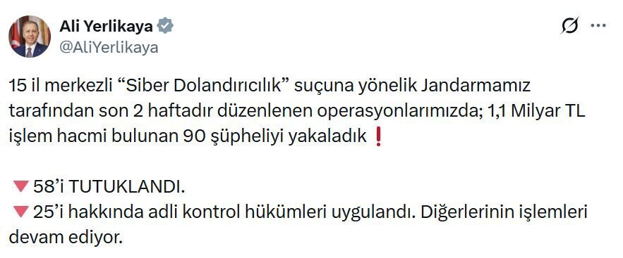 Umutcan ÖREN/ANKARA, – İÇİŞLERİ Bakanı Ali Yerlikaya, 15 il merkezli