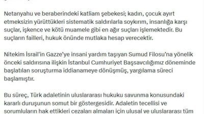 ANKARA, – ADALET Bakanı Akın Gürlek, “İsrail, Gazze’deki mazlum Filistinlilerin