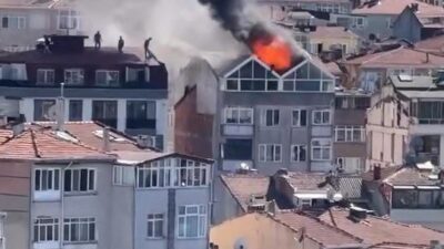 İsa ALMAÇAYIR/İSTANBUL, – ÜSKÜDAR’da 5 katlı binanın çatısından izolasyon çalışması