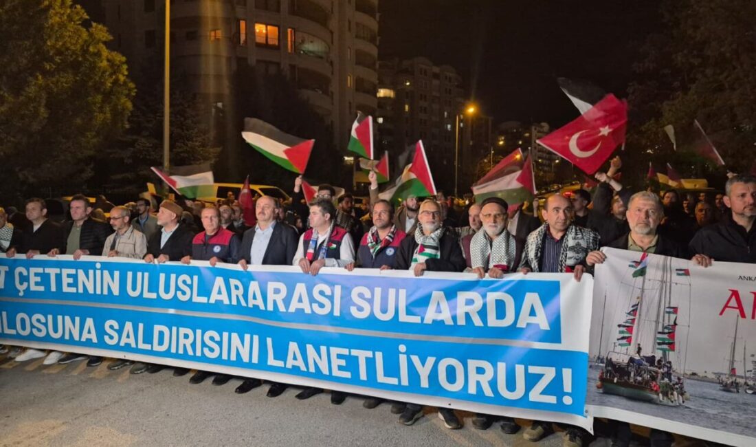 ANKARA, – ABD Büyükelçiliğinin önünde, İsrail’in Sumud Filosu’na müdahalesi protesto