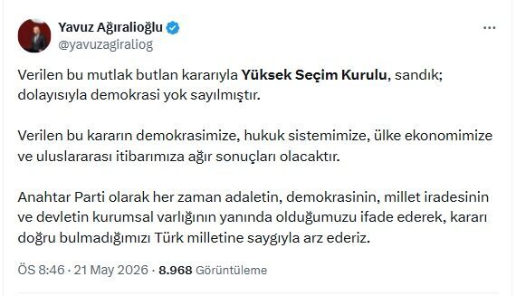Mikail KARAMAN/ ANKARA, – ANAHTAR Parti Genel Başkanı Yavuz Ağıralioğlu,