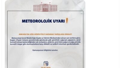 ANKARA, – ANKARA Valiliği, bugün kentte etkili olması beklenen gök