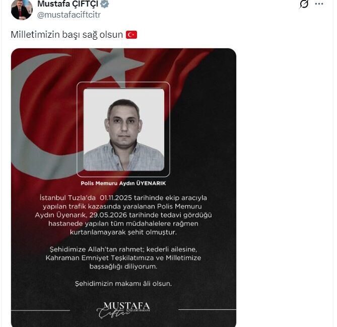 ANKARA, – İÇİŞLERİ Bakanı Mustafa Çiftçi, İstanbul Tuzla’da 1 Kasım
