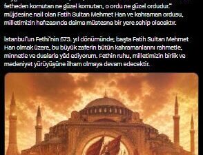 ANKARA, – İLETİŞİM Başkanı Burhanettin Duran, İstanbul’un fethinin 573’üncü yıl