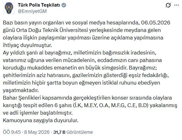 ANKARA, – ANKARA Cumhuriyet Başsavcılığı tarafından, Orta Doğu Teknik Üniversitesi