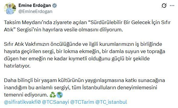 ANKARA, – CUMHURBAŞKANI Recep Tayyip Erdoğan’ın eşi Emine Erdoğan, Taksim