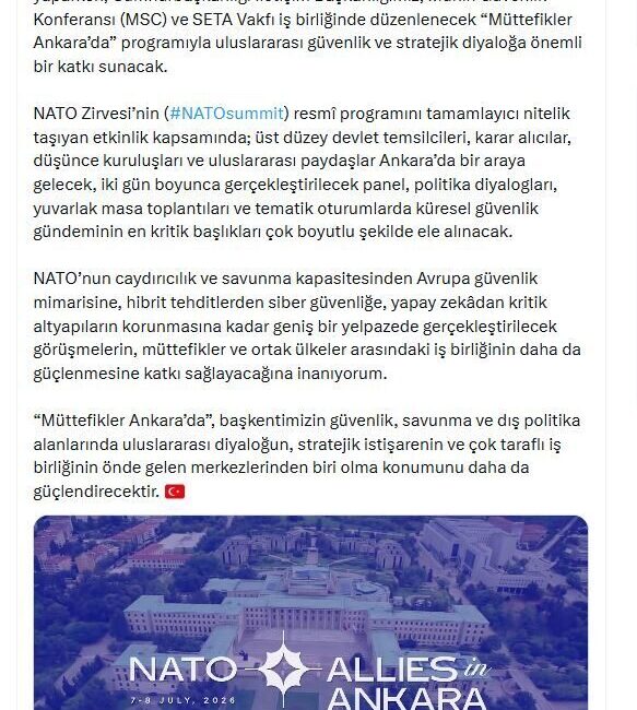 ANKARA, – İLETİŞİM Başkanı Burhanettin Duran, Ankara’da 7-8 Temmuz tarihlerinde