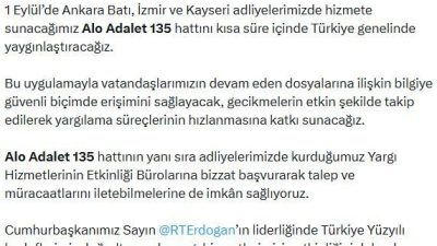 ANKARA, – ADALET Bakanı Akın Gürlek, “1 Eylül’de Ankara Batı,
