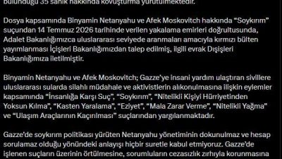 ANKARA, – ADALET Bakanı Akın Gürlek, “Binyamin Netanyahu ve Afek